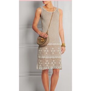MICHAEL KORS Knit Ivory Dress knee length sleeves cotton with underdress